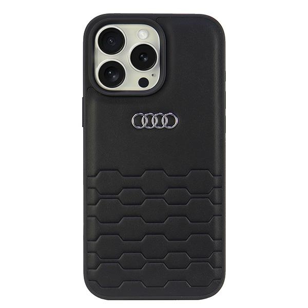 Audi Synteettinen Nahka iPhone 16 Pro Max 6.9" Musta/Musta Kova Suojakuori AU-TPUPCIP16PM-GT/D2-BK