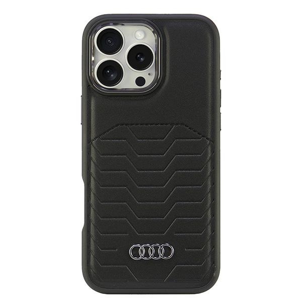 Audi Synteettinen Nahka MagSafe iPhone 16 Pro Max 6.9" Musta/Musta Kova Suojakuori AU-TPUPCMIP16PM-GT/D3-BK