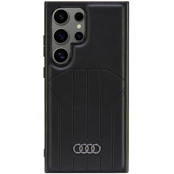 Audi Synteettinen Nahka MagSafe S24 Ultra S928 Musta/Musta Kova Suojakuori AU-TPUPCMS24U-Q5/D1-BK