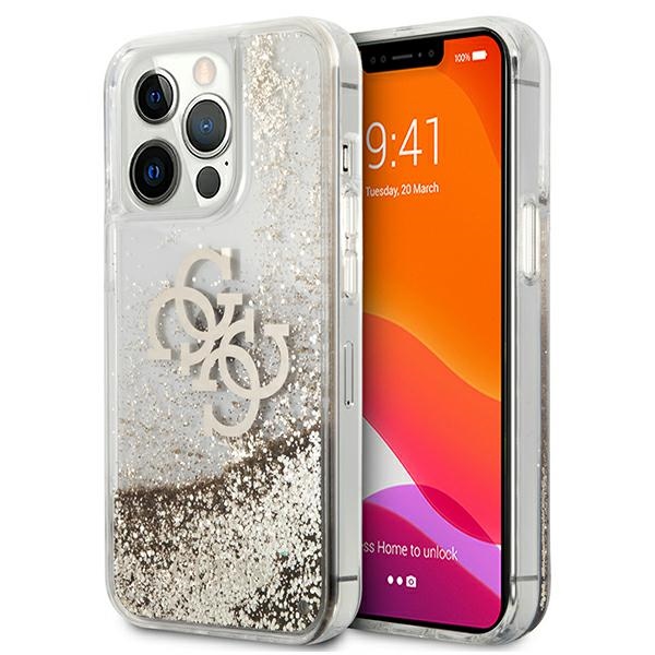 Guess 4G Big Liquid Glitter Suojakuori iPhone 13 Pro Max 6.7" - Kultainen
