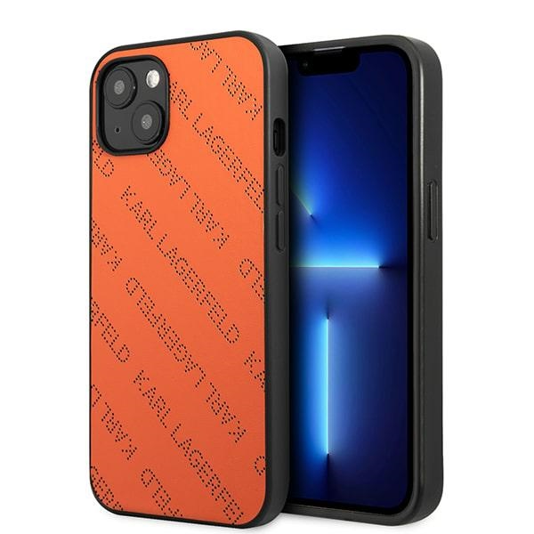 Karl Lagerfeld Perforated Allover Suojakuori iPhone 13 / 14 / 15 6.1" - Oranssi