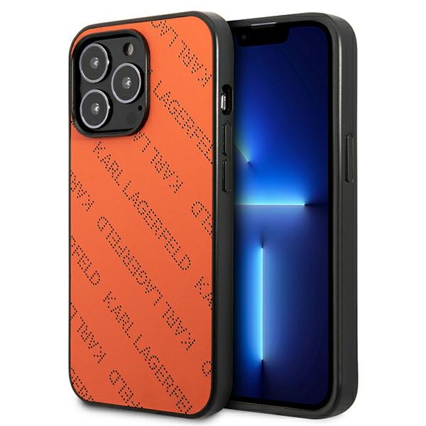 Karl Lagerfeld Perforated Allover Suojakuori iPhone 13 Pro Max 6.7" - Oranssi