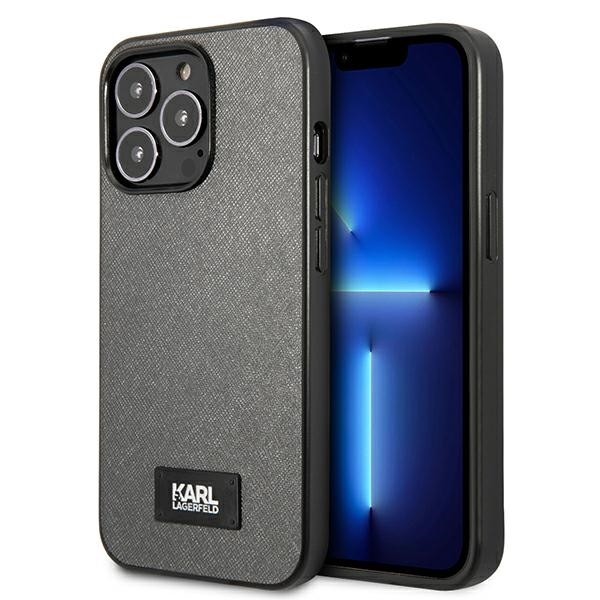 Karl Lagerfeld Saffiano Plaque Suojakuori iPhone 13 Pro Max 6.7" - Hopeinen