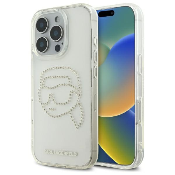 Karl Lagerfeld KLHCP16XHKHDCELT iPhone 16 Pro Max 6.9" Läpinäkyvä Kova Suojakuori IML Rhinestones Karl Head