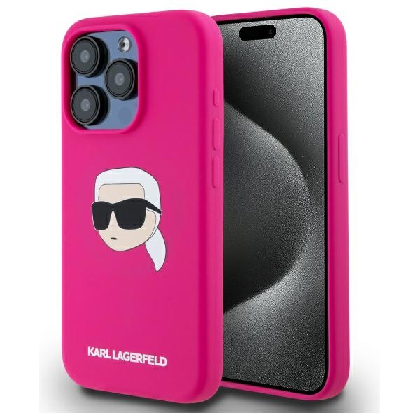 Karl Lagerfeld KLHMP15LSKHPPPLF iPhone 15 Pro 6.1 fuksia/fuksia kovakuori Silikoninen Karl Head Print MagSafe
