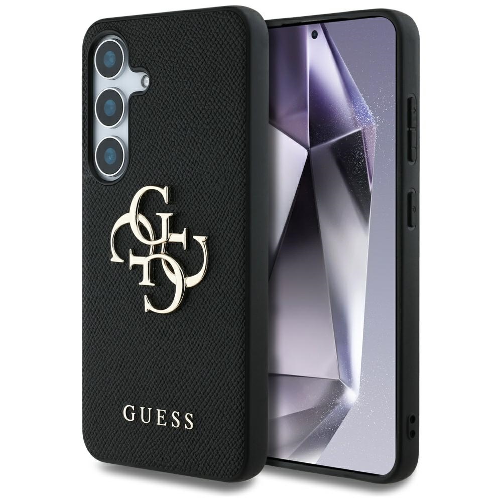GUESS Grained Big 4G Logo Small Classic Logo Suojakuori Samsung Galaxy S25 Plus Musta