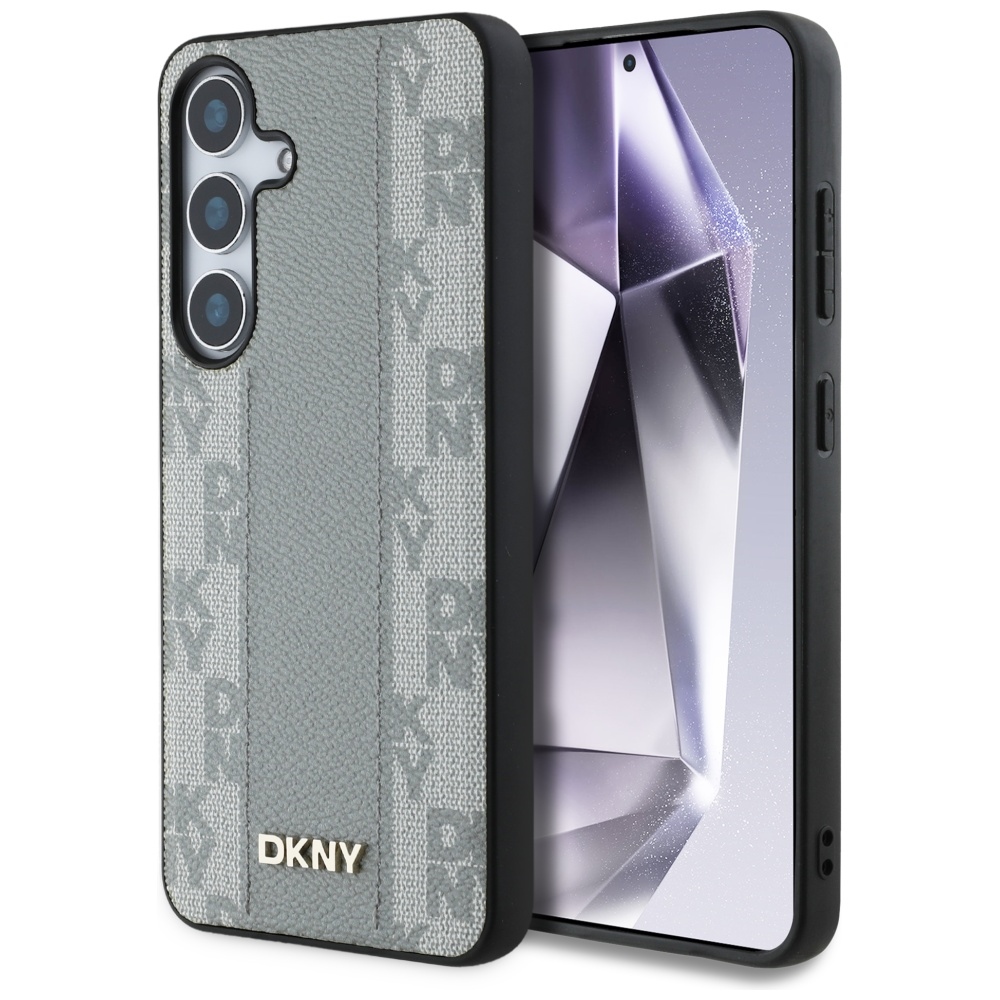 DKNY Nahkainen Checkered Pattern MagSafe Suojakuori Samsung Galaxy S25:lle - taupe