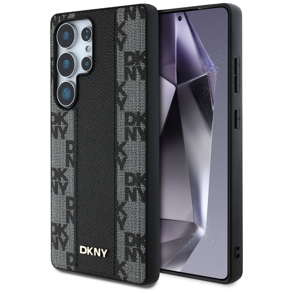 DKNY Nahkainen Checkered Pattern MagSafe Suojakuori Samsung Galaxy S25 Ultra:lle - musta