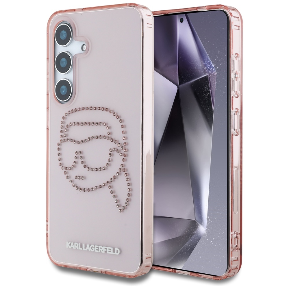 Karl Lagerfeld Rhinestones K. Head Logo Suojakuori Samsung Galaxy S25 Vaaleanpunainen