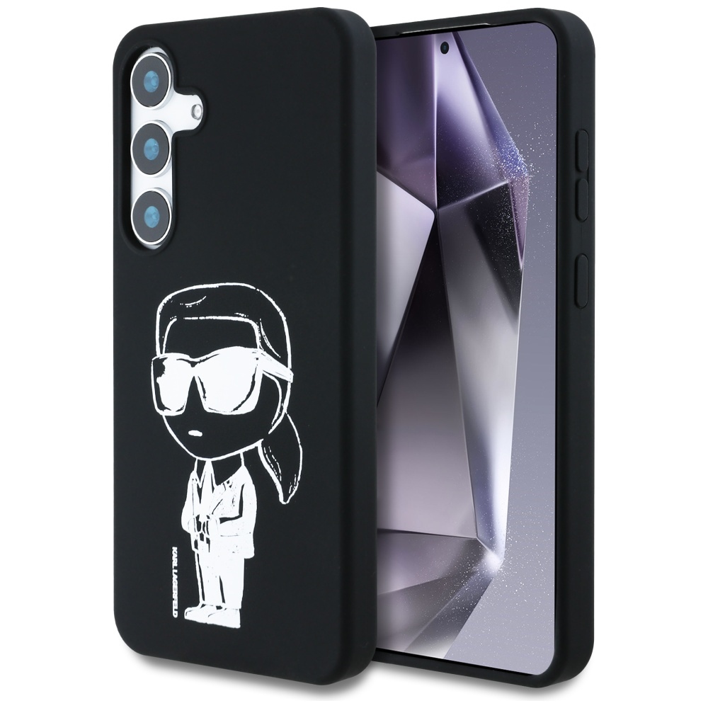 Karl Lagerfeld HC Magneettinen Silikoninen Graffiti Ikonik Suojakuori Samsung Galaxy S25 Musta