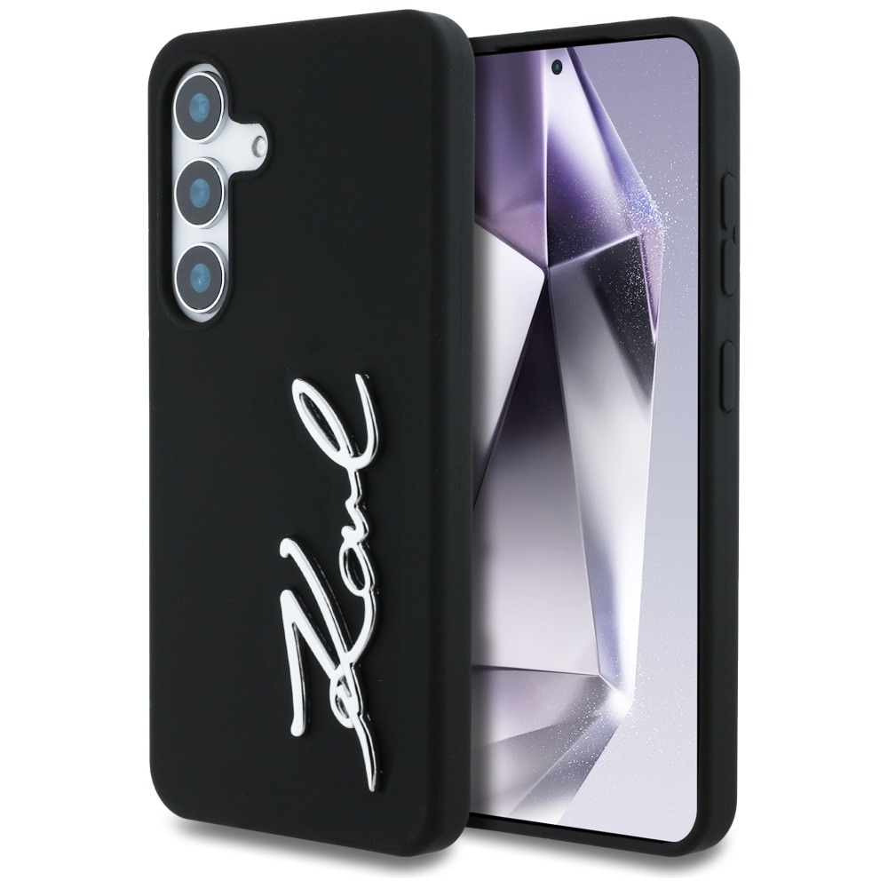 Karl Lagerfeld Silikoninen Metal Signature Logo Suojakuori Samsung Galaxy S25 Musta