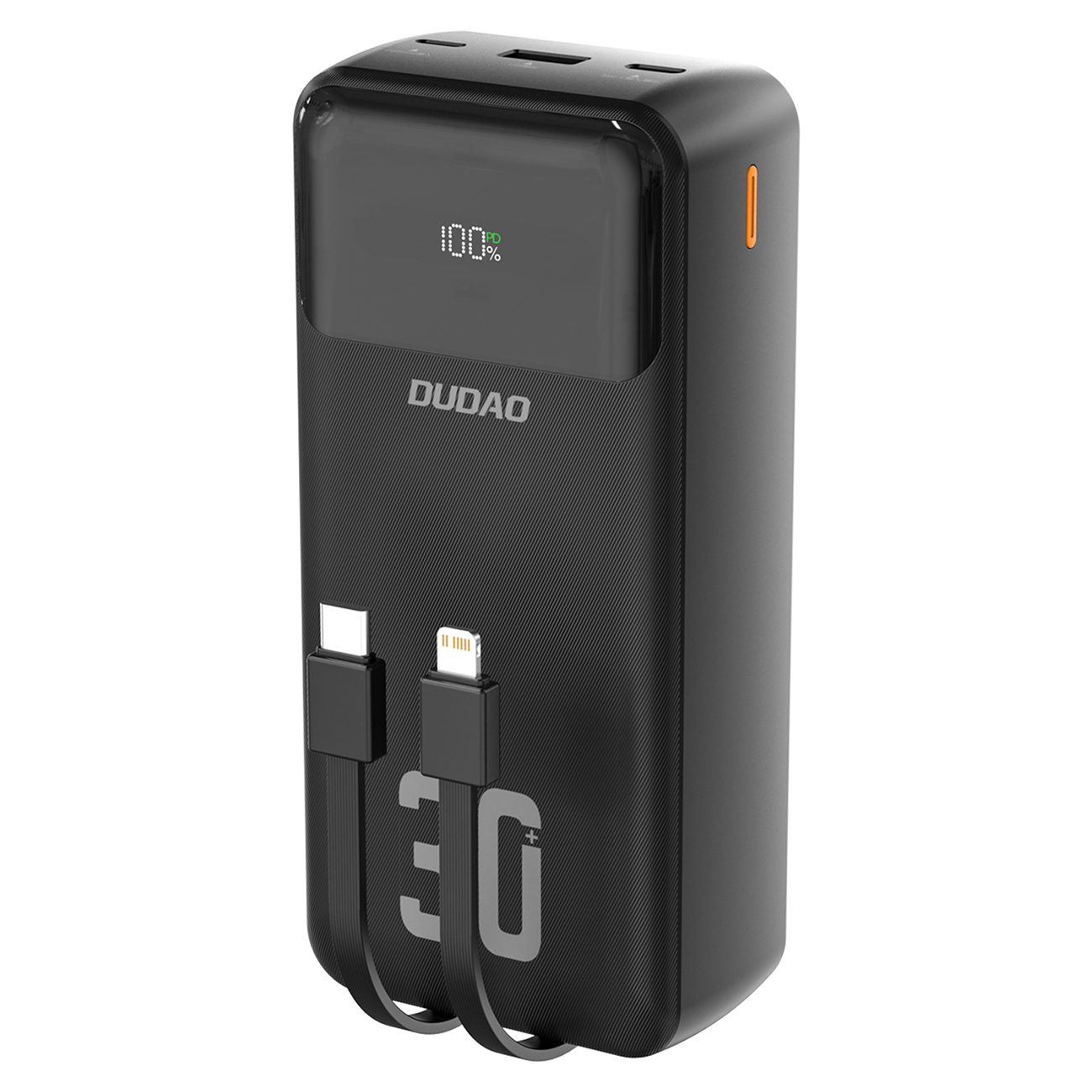 Dudao K15MAX 30000mAh PD 22.5W Powerbank sisäänrakennetuilla kaapeleilla - musta