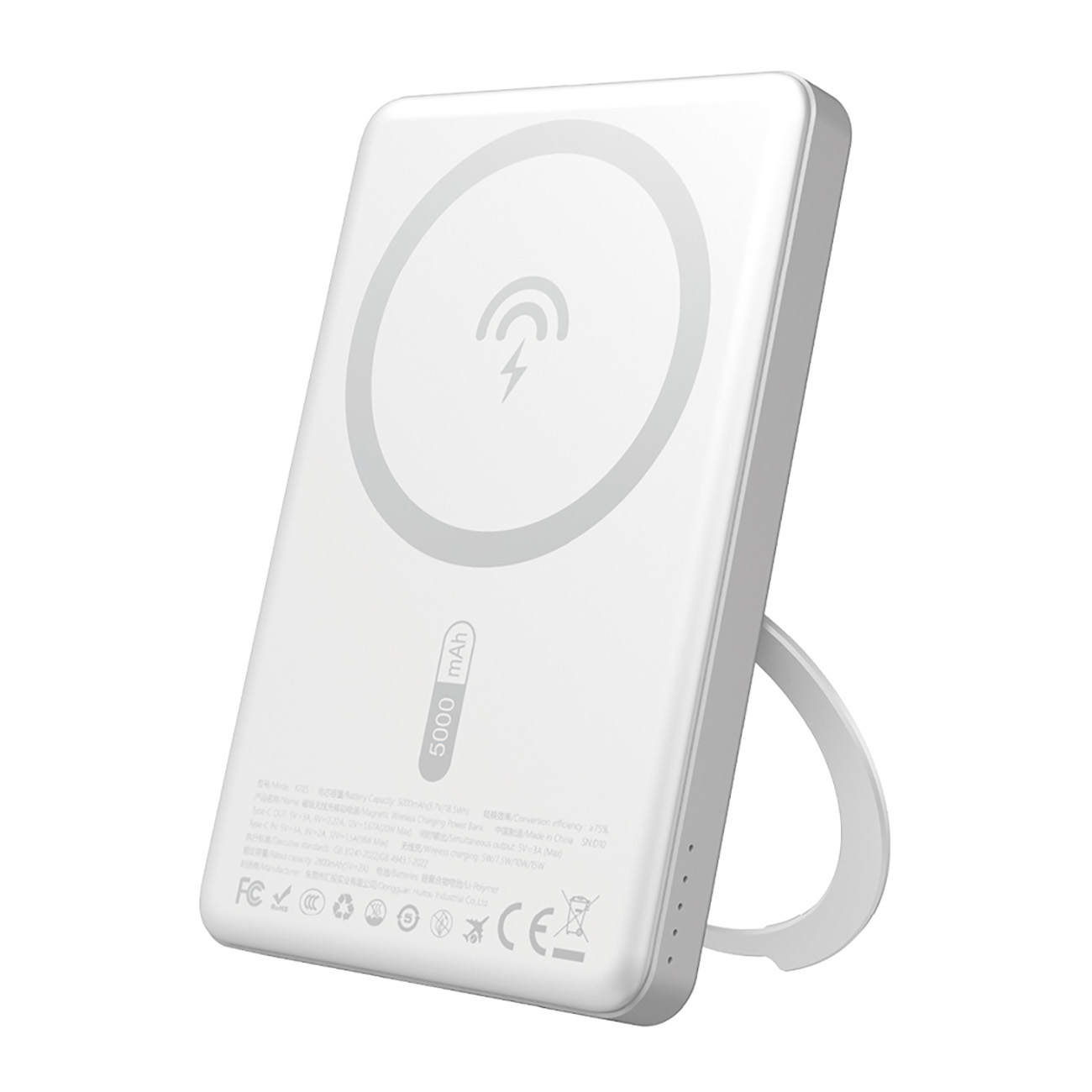 Dudao K28S 20W PD 5000mAh Powerbank MagSafe ja jalusta - hopea
