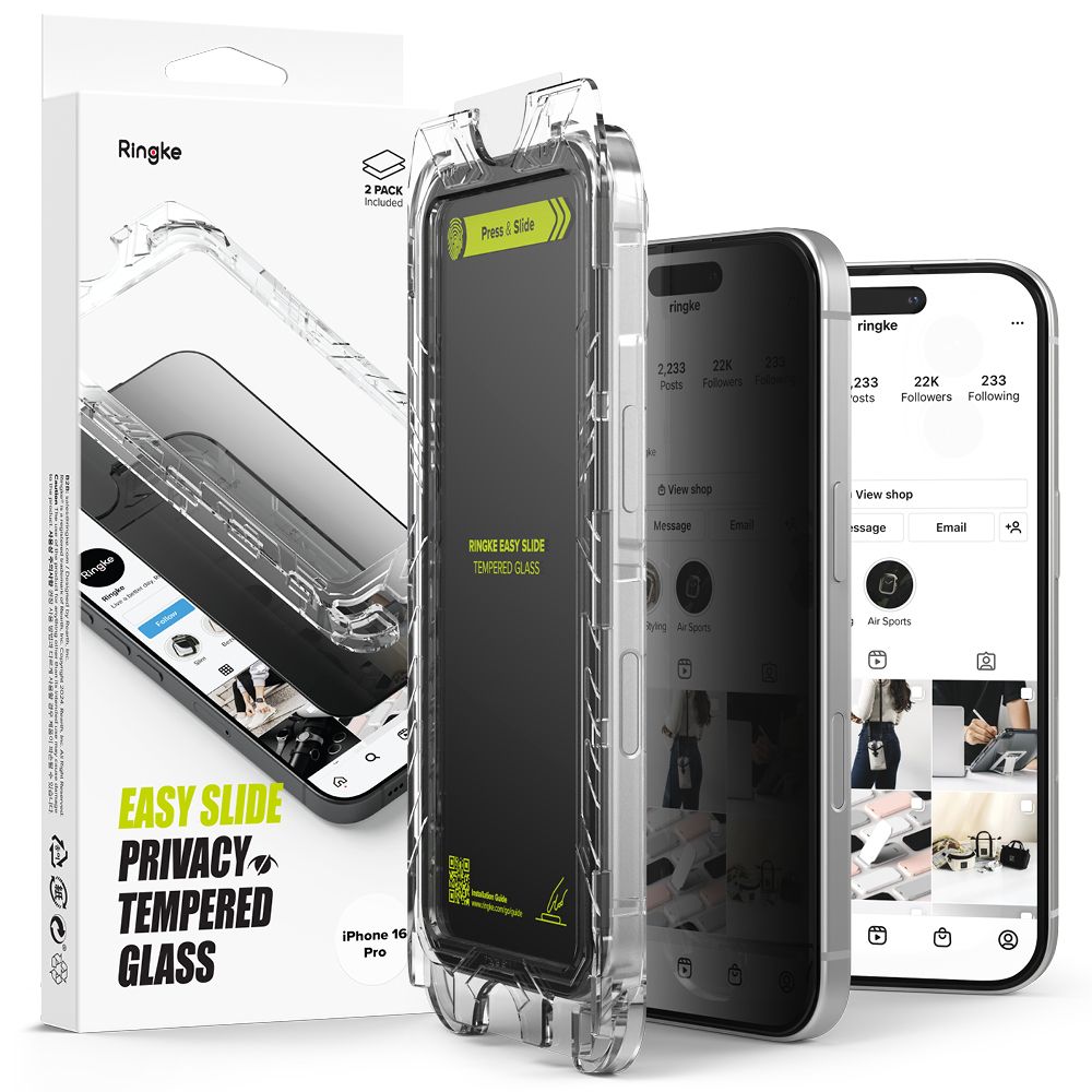 Ringke Easy Slide Privacy Glass 2-pack iPhone 16 Prolle