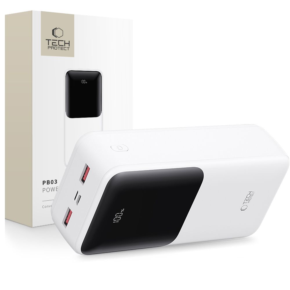 Powerbank Tech-Protect PB03 30000mAh 22.5W - valkoinen