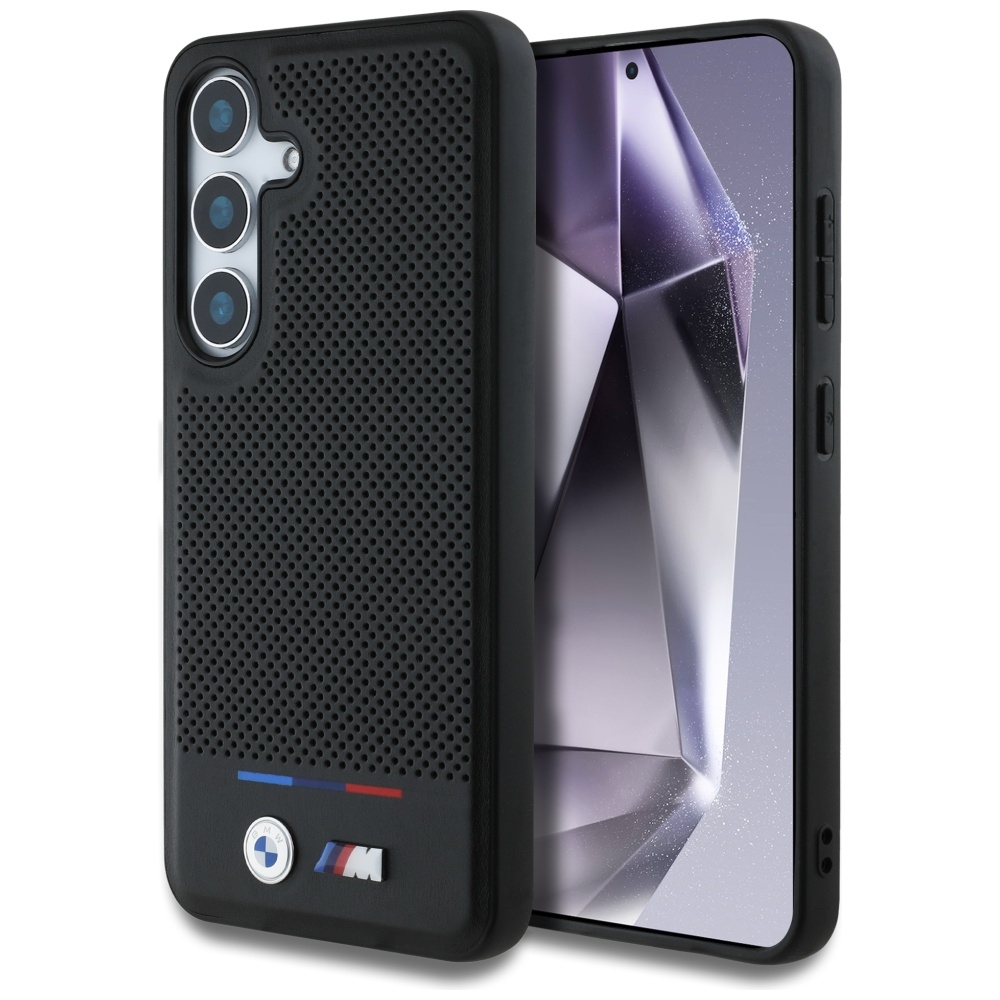 BMW Nahkainen Tricolor Stripe MagSafe Suojakuori Samsung Galaxy S25:lle - musta