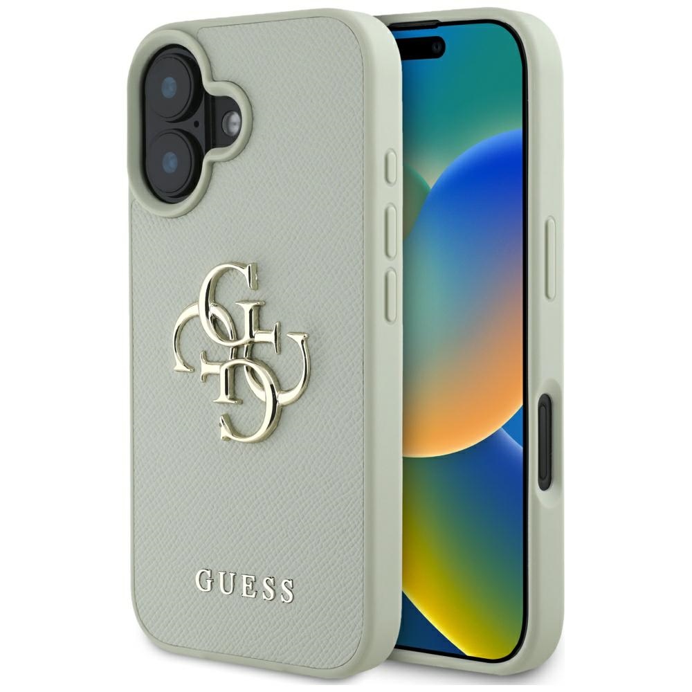 Guess Grained Big 4G Logo Small Classic Logo suojakuori iPhone 16:lle - vihreä