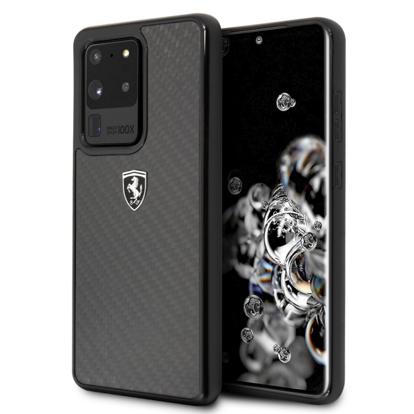 Ferrari Carbon Heritage Suojakuori Samsung Galaxy S20 Ultralle - musta