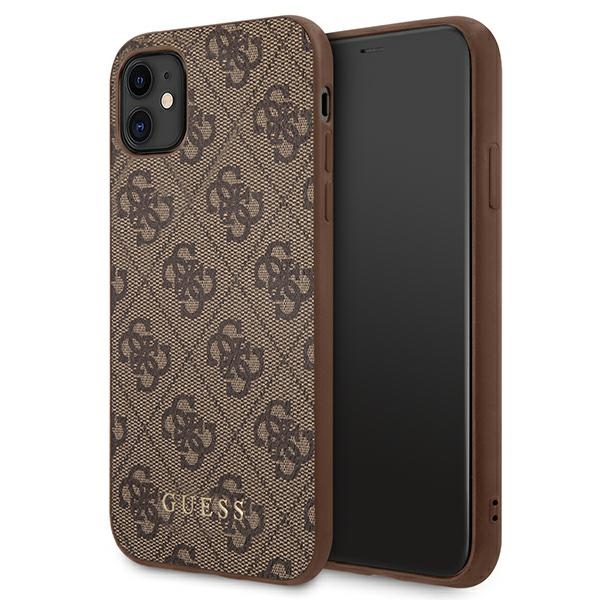 Guess 4G Metal Gold Logo Suojakuori iPhone 11 / Xr 6.1":lle - ruskea