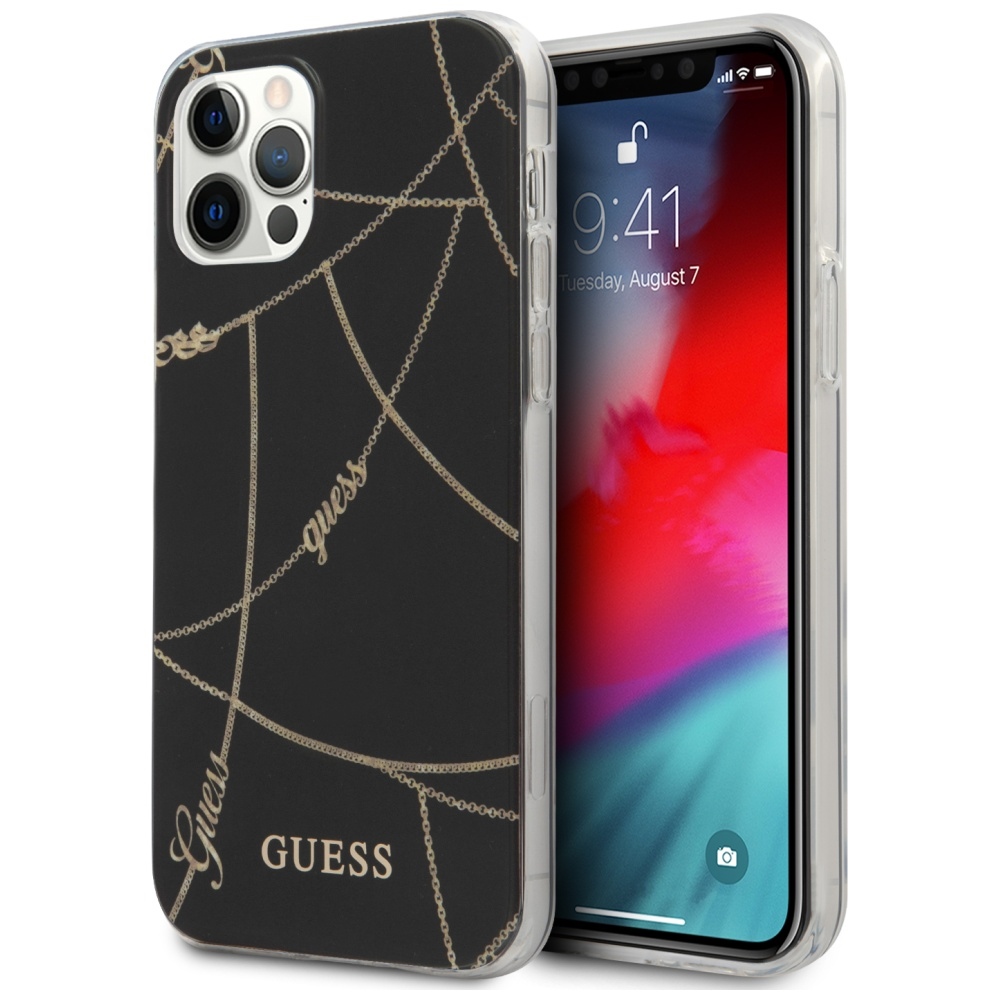 Guess Gold Chain Collection iPhone 12 Pro Max 6.7" Suojakuori - musta