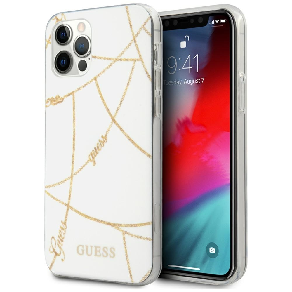 Guess Gold Chain Collection iPhone 12 Pro Max 6.7" Suojakuori - valkoinen
