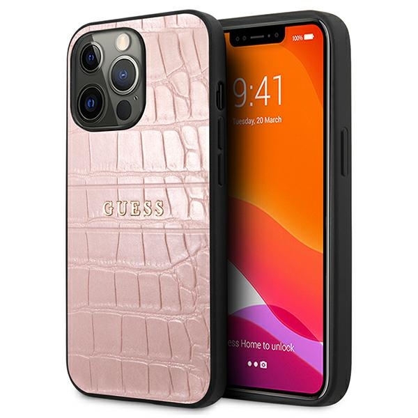 Guess Croco Strap Collection iPhone 13 Pro / 13 6.1" Suojakuori - vaaleanpunainen