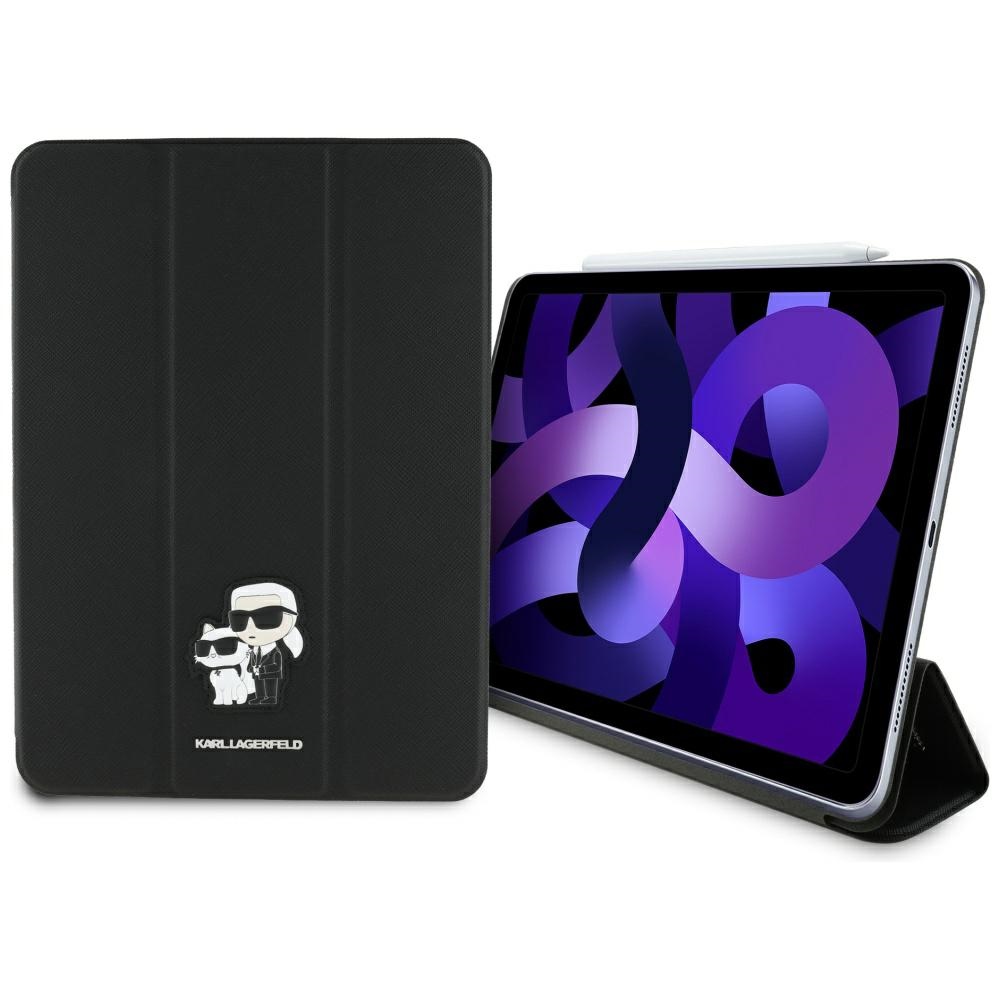 Karl Lagerfeld Saffiano Magneettinen Karl & Choupette iPad Air 11" 2024 Book Cover Suojakuori - Musta