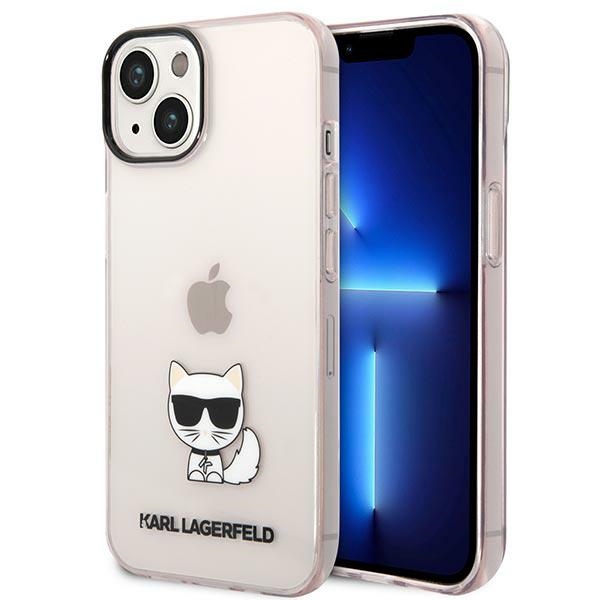 Karl Lagerfeld Läpinäkyvä Choupette Body Suojakuori iPhone 14 Plus / 15 Plus 6.7":lle - Vaaleanpunainen