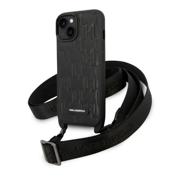 Karl Lagerfeld Monogram Plaque Logo Hihna-Suojakuori iPhone 14 / 15 / 13 6.1":lle - Musta