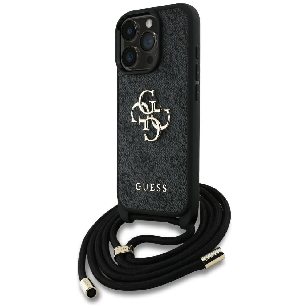 Guess suojakuori iPhone 16 Pro Max:lle GUHCP16XP4GMGCRK (CBDY PU 4G Big Logo W/Cord Strap) - musta