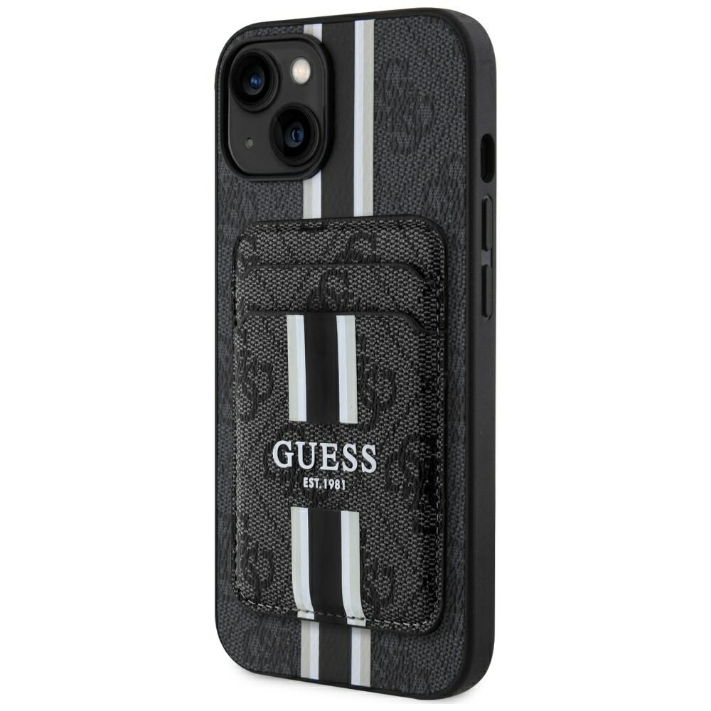 Guess 4G Stripes suojakuori MagSafe-lompakolla iPhone 15:lle - musta