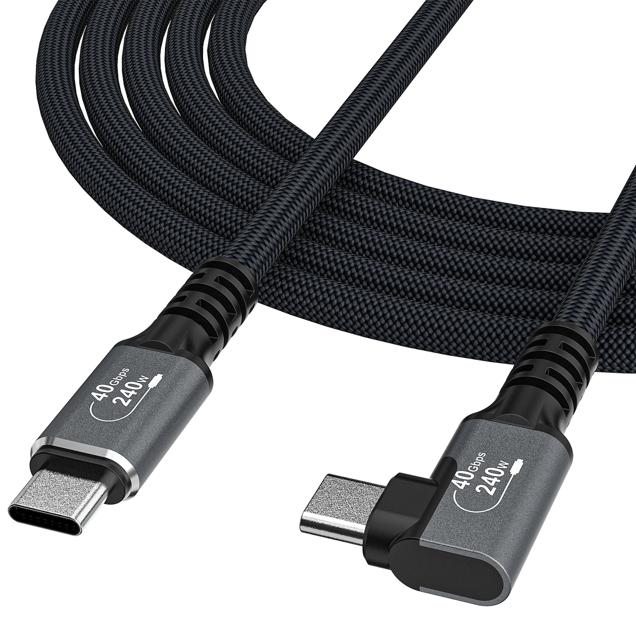 Wozinsky WPS2-UY41S USB-C USB4 40Gb/s 240W 2m kulmakaapeli - musta
