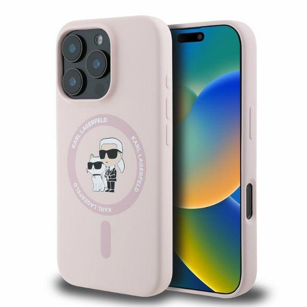 KARL LAGERFELD Silikoninen KC Body Ring MagSafe Suojakuori KLHMP16XSCMKCRHP iPhone 16 Pro Max:lle - Vaaleanpunainen