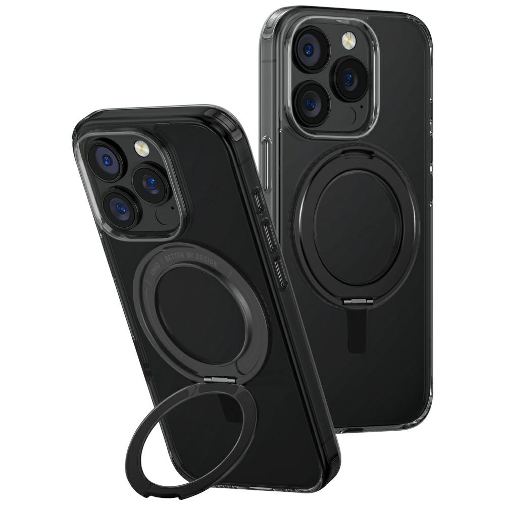 Uniq Swivix 360 Pyörivä Jalusta Suojakuori iPhone 16 Pro:lle - Musta