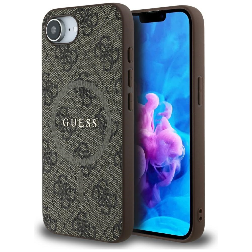 Guess 4G Ring Classic Logo MagSafe iPhone 16e:lle Suojakuori - Ruskea
