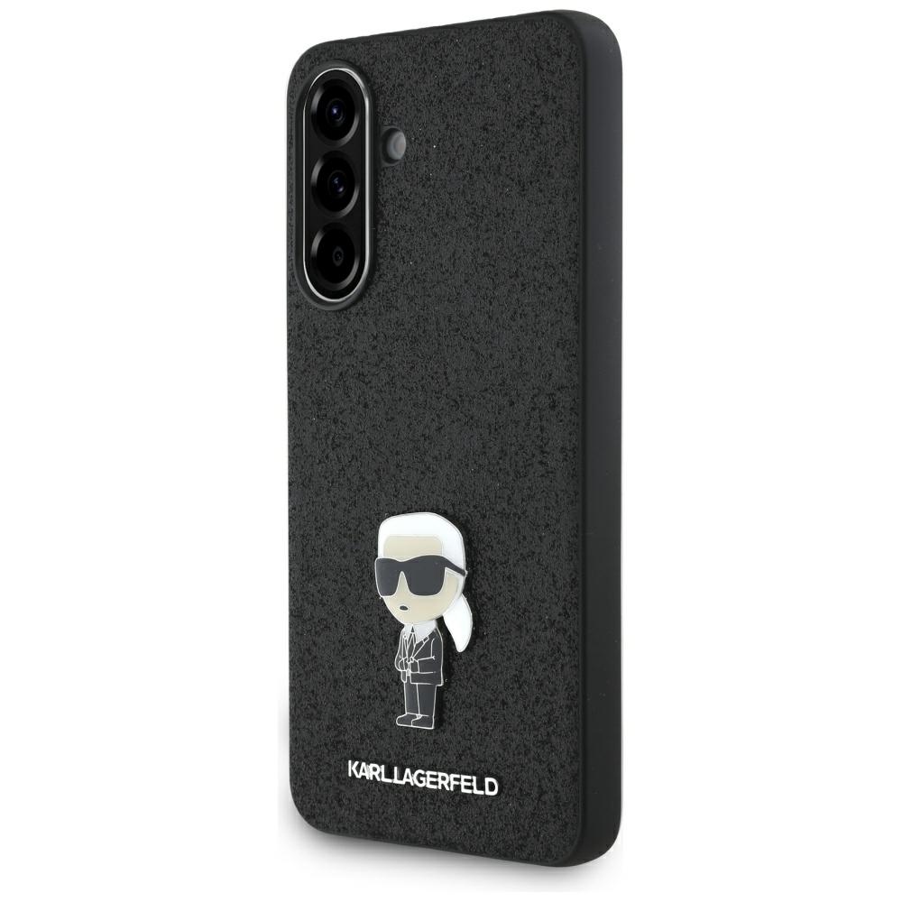 Karl Lagerfeld Fixed Glitter Ikonik Logo Metal Pin Case for Samsung Galaxy A36 - Black