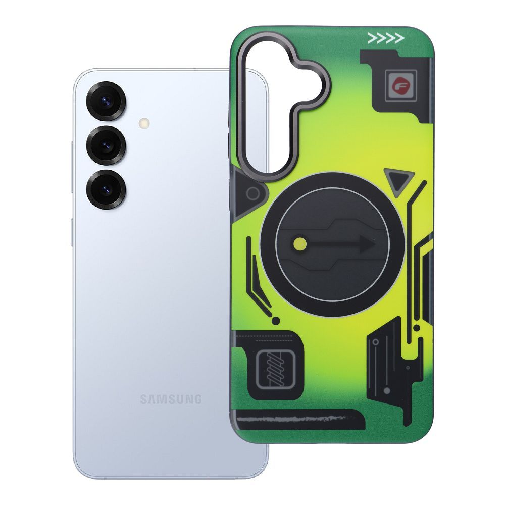 Suojakuori Samsung S25 PLUS:lle Forcell F-Protect Levels Dual Layer 4D MagSafe-yhteensopiva Military Drop-Test cyber green