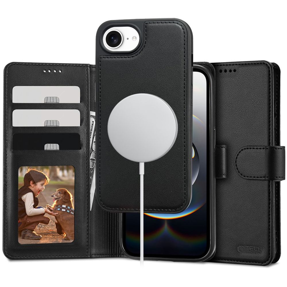 Tech-Protect Wallet MagSafe Suojakuori iPhone 16e / 17e:lle - matta musta