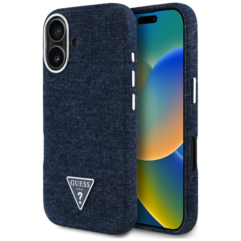 Guess Denim Triangle Logo MagSafe Suojakuori iPhone 16:lle - sininen