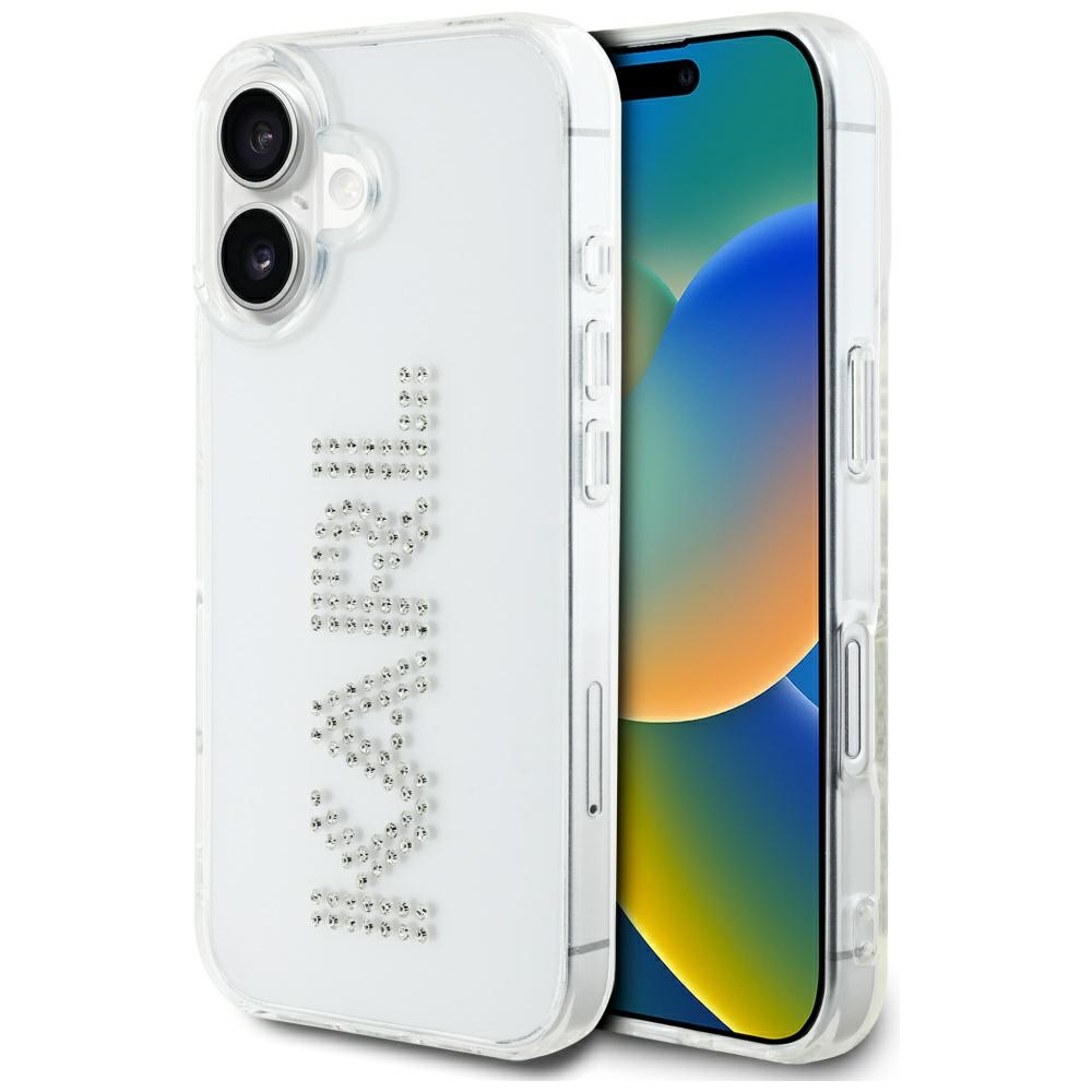 Karl Lagerfeld IML Rhinestones Logo iPhone 16 Suojakuori - Läpinäkyvä
