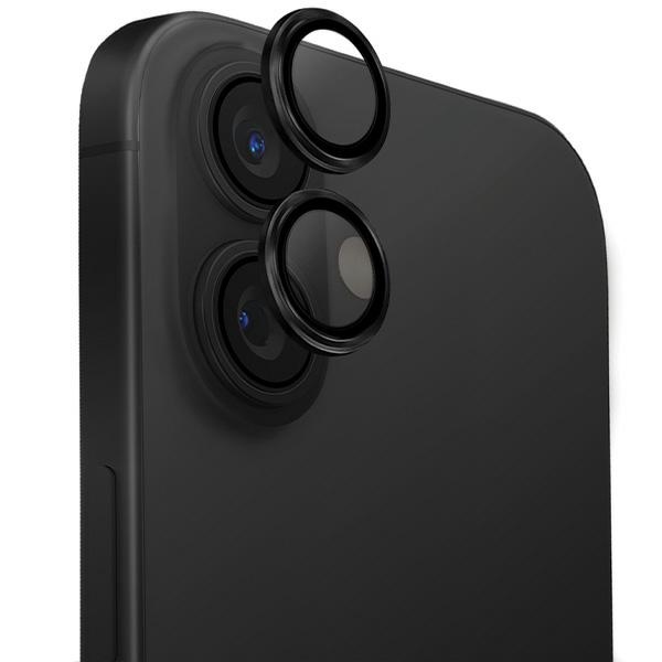 Uniq Optix alumiininen kameran linssisuoja iPhone 16 / 16 Plus asennustyökalulla - musta