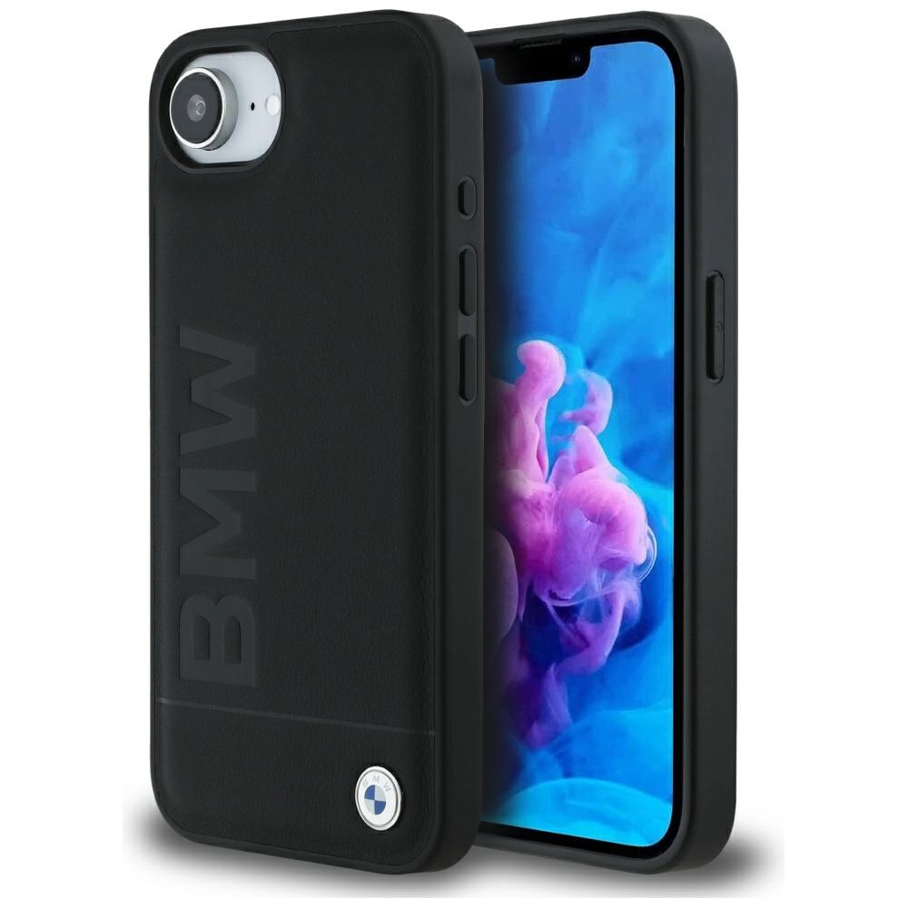 BMW Leather Hot Stamp iPhone 16e Suojakuori - Musta