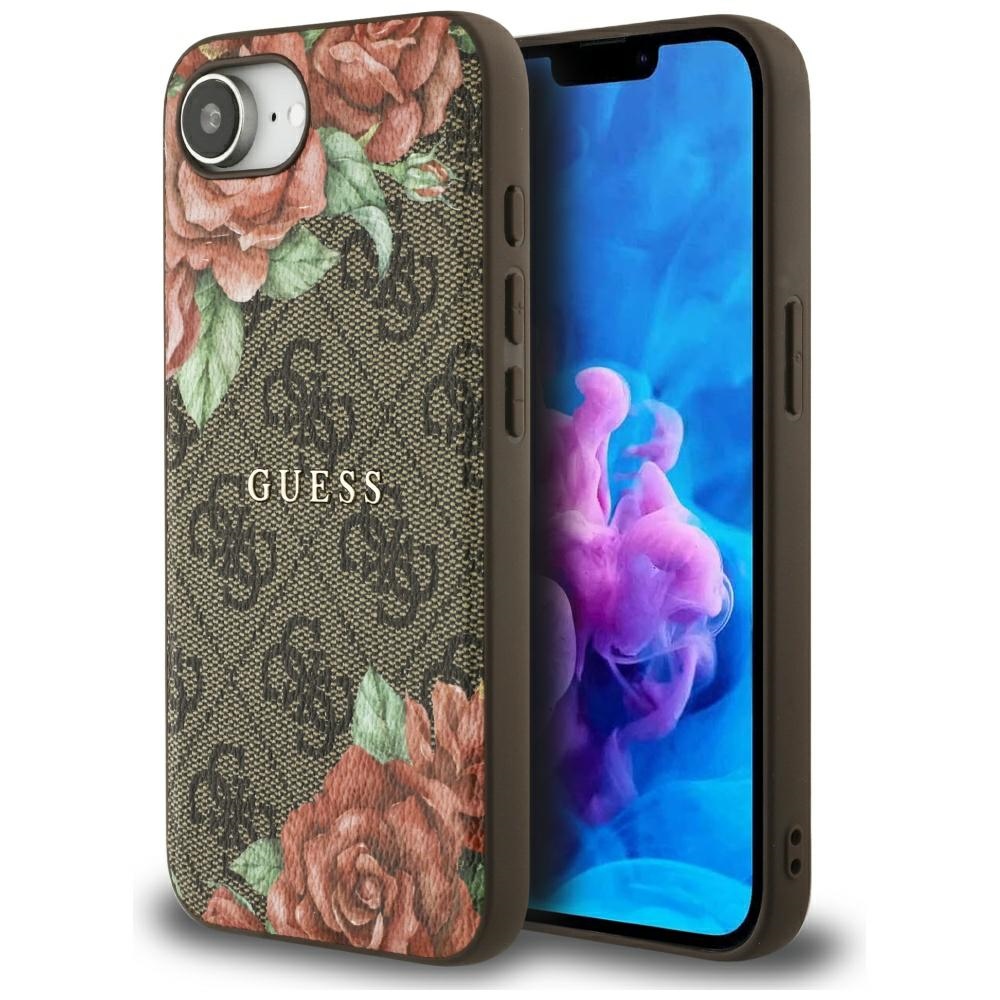 Guess 4G Flowers Print MagSafe Suojakuori iPhone 16e:lle - Ruskea