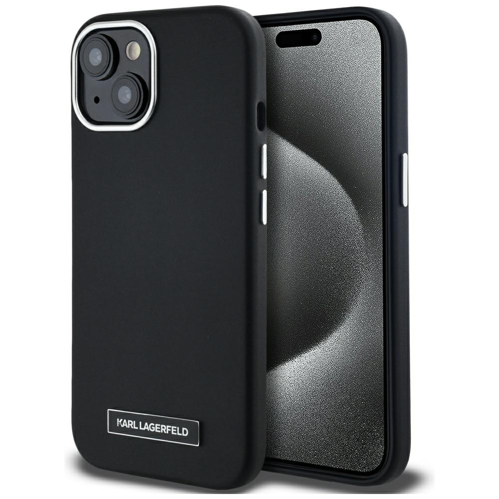 Karl Lagerfeld FW Metal Plate MagSafe Suojakuori iPhone 15:lle - musta
