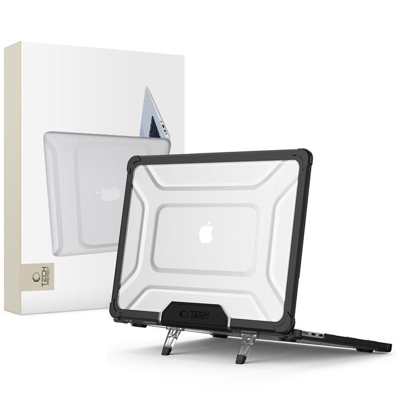 Tech-Protect SmartShell Pro Suojakuori MacBook Air 13 2023-2025 M2 / M3 / M4:lle - läpinäkyvä ja musta