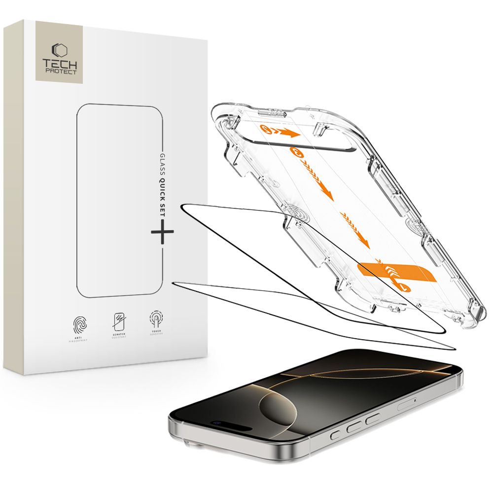 Tech-Protect Quick Set+ 2-pack karkaistu lasi iPhone 16 Pro:lle
