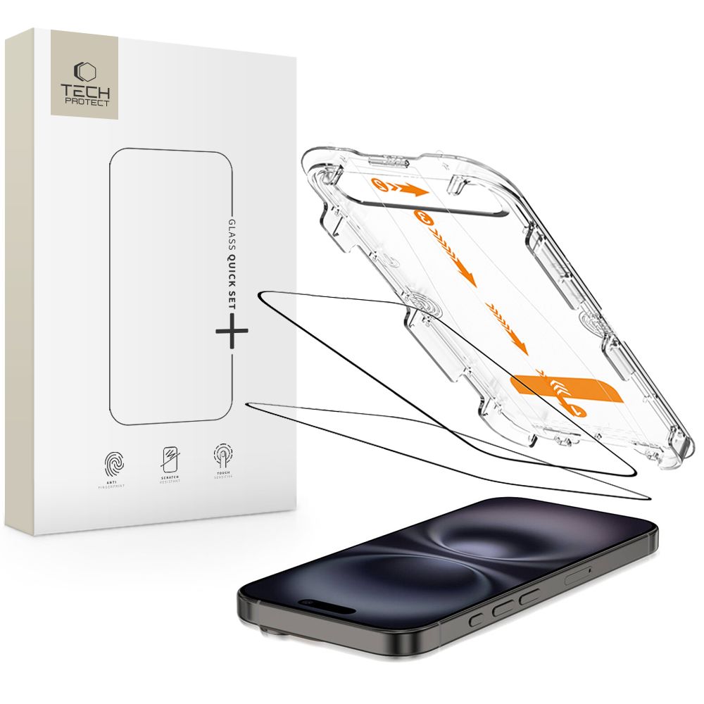 Tech-Protect Quick Set+ Karkaistu lasi 2-pack iPhone 15 / 16:lle