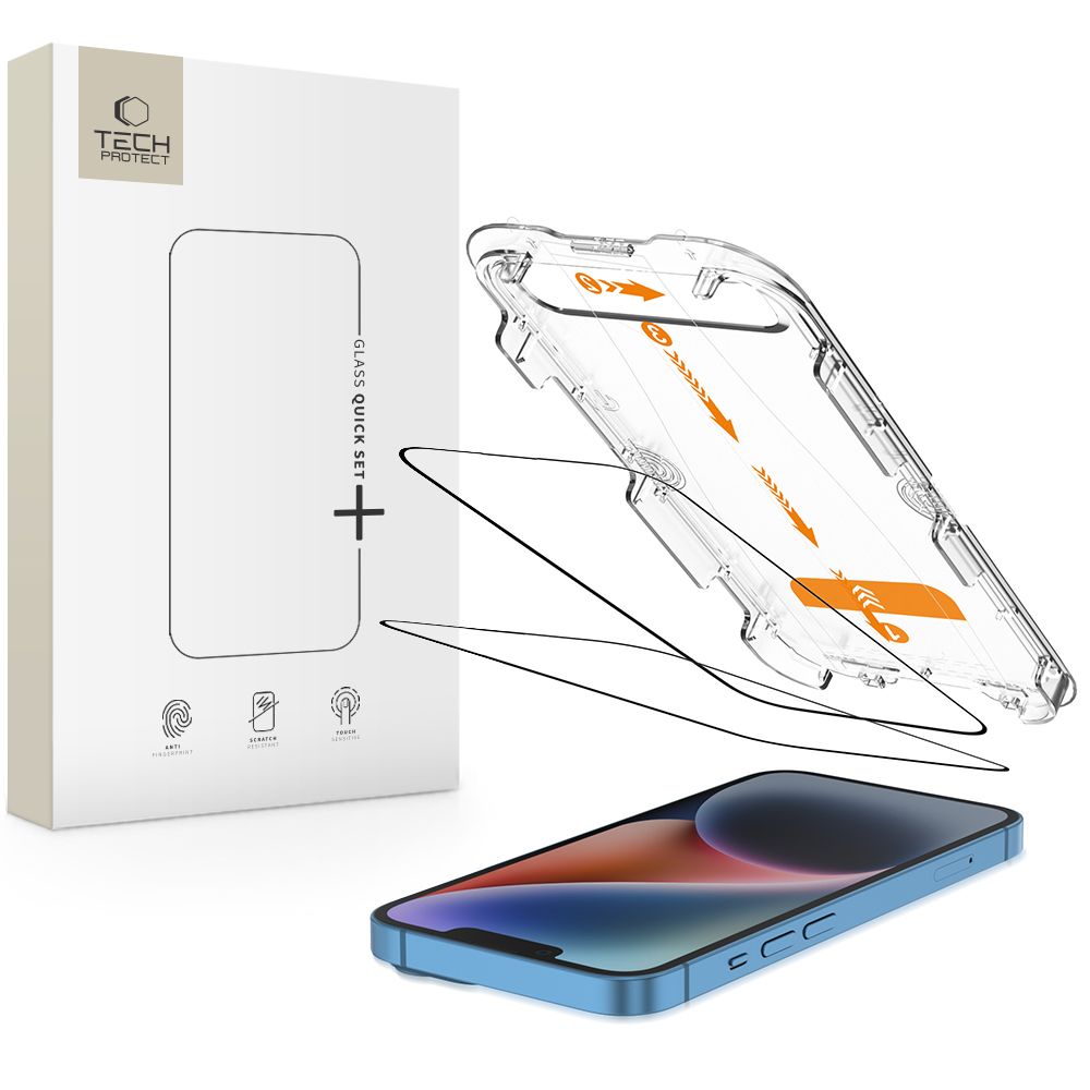 Tech-Protect Quick Set+ 2-pack karkaistu lasi iPhone 13 / 13 PRO / 14 / 16e / 17e:lle