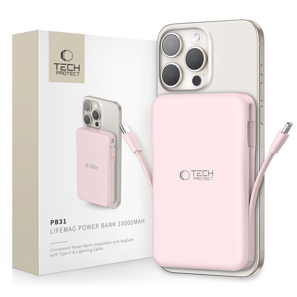 Powerbank Tech-Protect PB31 LifeMag MagSafe 10000 mAh - pink