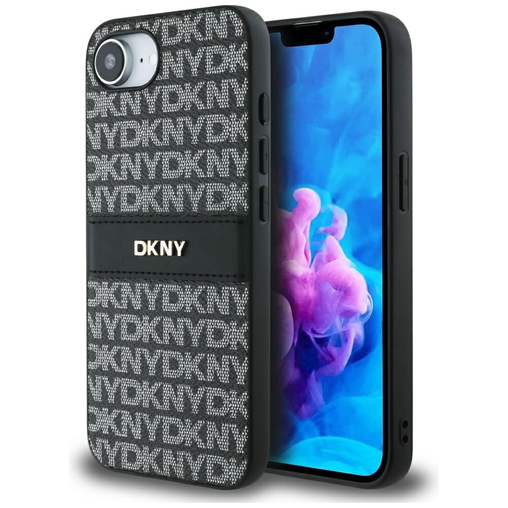 DKNY Repeat Texture Pattern Tonal Stripe Suojakuori iPhone 16e:lle - musta